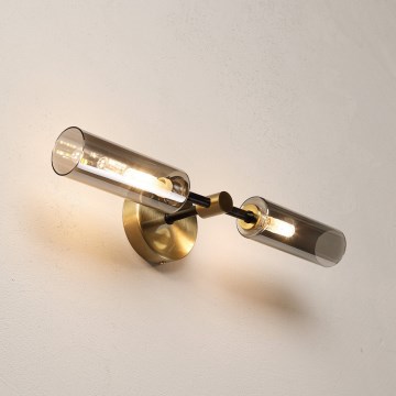 Applique murale TESSA 2xG9/8W/230V laiton/noir fumé