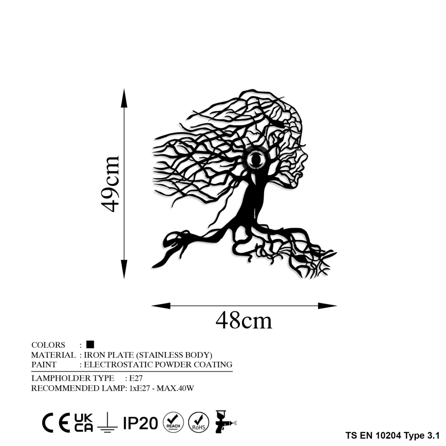Applique murale TREE WOMAN 1xE27/40W/230V noire