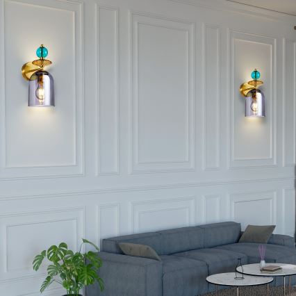 Applique murale TROPEA 1xE27/15W/230V dorée/bleue/beige fumé/grise