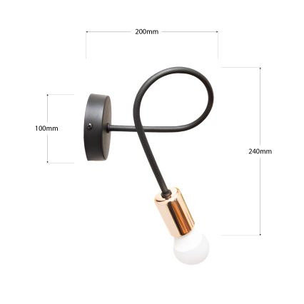 Applique murale TUBE 1xE27/15W/230V noir