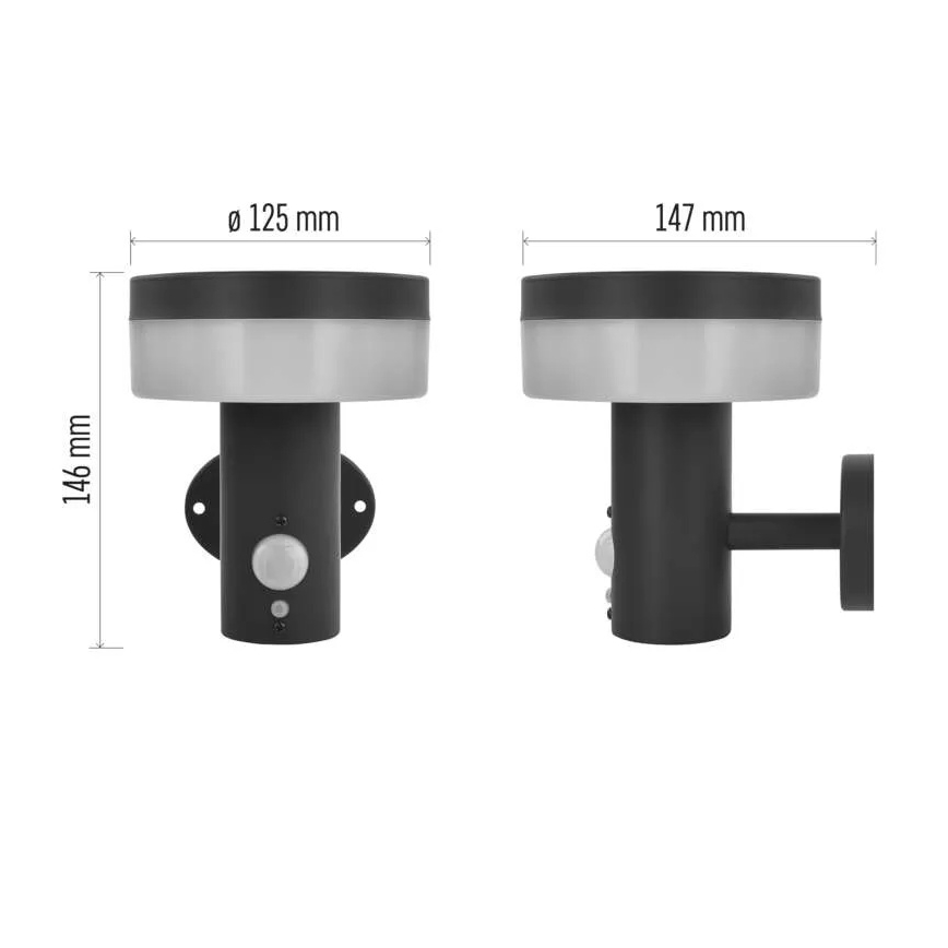 Applique murale solaire LED avec capteur LED/2W/3,7V 1200 mAh IP44