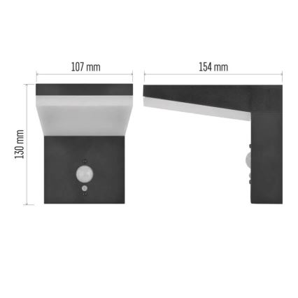 Applique murale solaire LED avec capteur LED/4,4W/3,7V 2200 mAh IP44