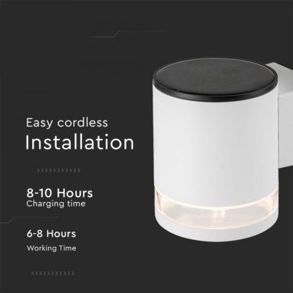 Applique murale solaire LED extérieure LED/1W/3,7V 3000K IP54 1200 mAh blanc