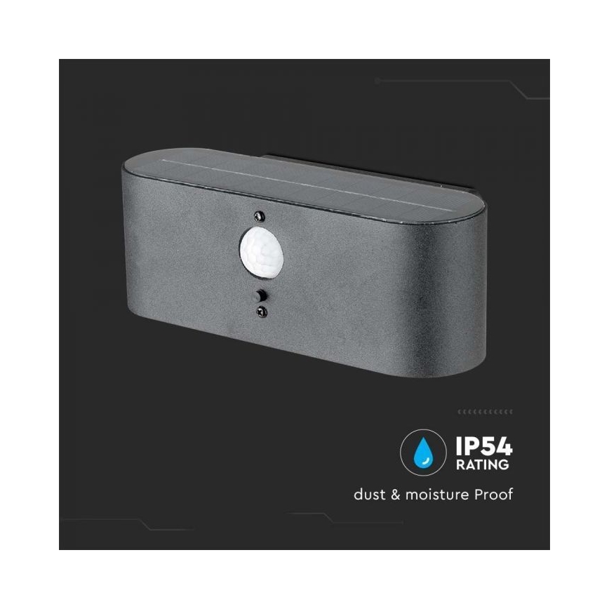 Applique murale solaire LED extérieure avec capteur LED/2,5W/3,7V 3000K IP54 2000 mAh