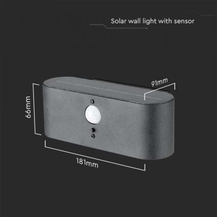 Applique murale solaire LED extérieure avec capteur LED/2,5W/3,7V 3000K IP54 2000 mAh
