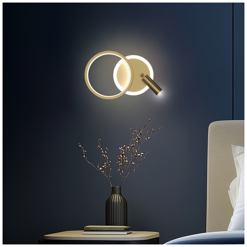 Applique spot mural LED MONET LED/15W/230V, finition dorée
