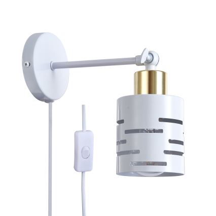 Applique spot murale avec interrupteur ELEN 1xE27/35W/230V blanc/doré