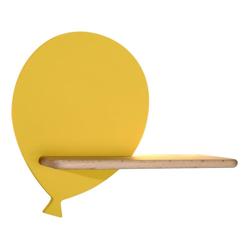 Appllique murale étagère enfant BALLOON LED/4W/230V jaune/bois