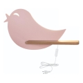 Appllique murale étagère enfant BIRD LED/5W/230V rose/bois