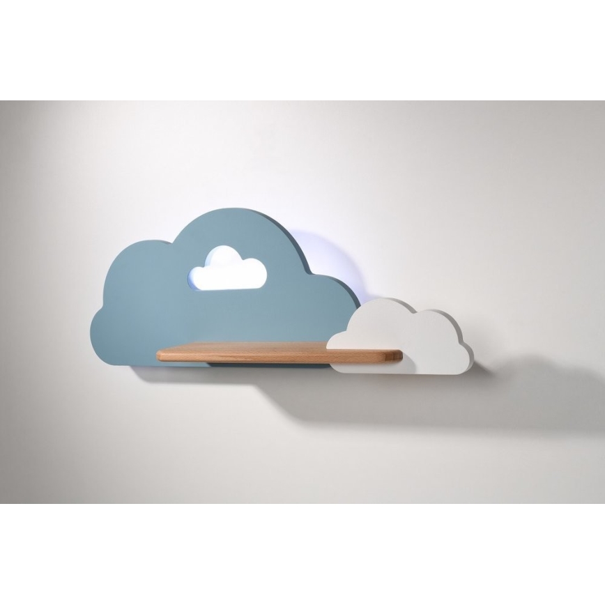 Appllique murale étagère enfant CLOUD LED/5W/230V bleu/blanc