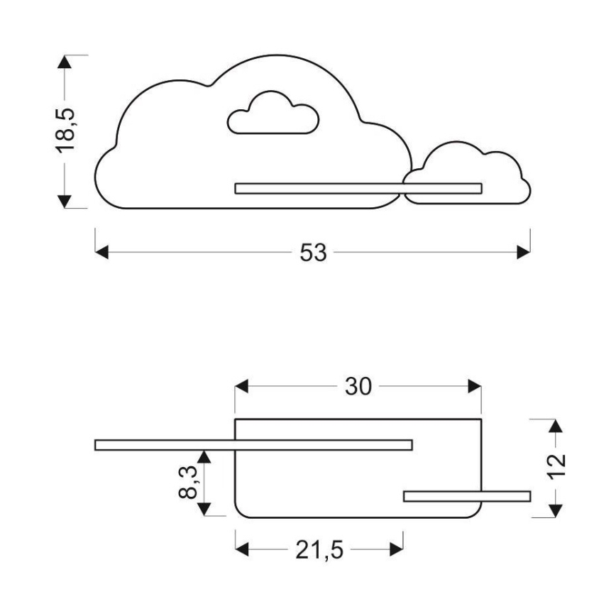 Appllique murale étagère enfant CLOUD LED/5W/230V bleu/blanc