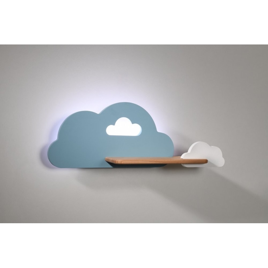 Appllique murale étagère enfant CLOUD LED/5W/230V bleu/blanc