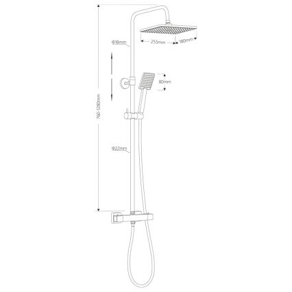 Aqualine - Colonne de douche avec robinet thermostatique TALIA chrome brillant