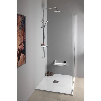 Aqualine - Ensemble de douche avec mitigeur, chrome brillant/blanc