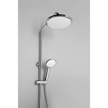 Aqualine - Ensemble de douche avec mitigeur, chrome brillant/blanc