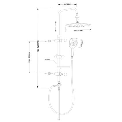 Aqualine - Ensemble de douche KERA chromé brillant
