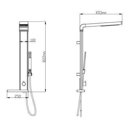 Aqualine - Ensemble de douche ROME, finition chrome brillant