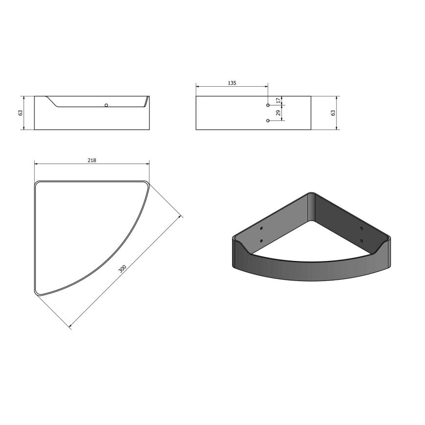 Aqualine - Étagère d'angle pour douche SAMBA 21,8x30 cm noire