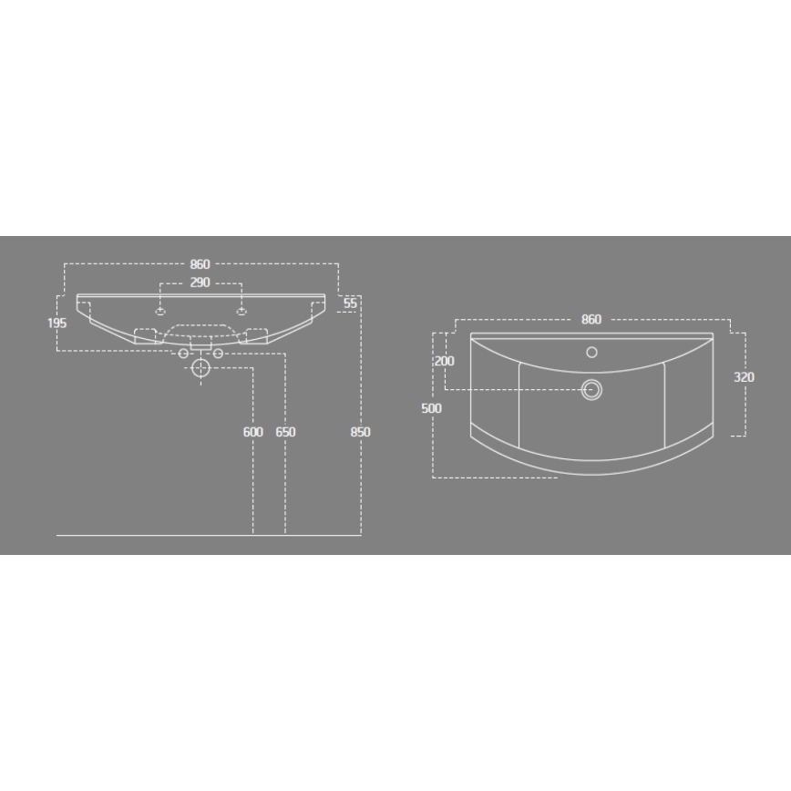 Aqualine - Lavabo encastrable ZERO 86x50 cm céramique/blanc