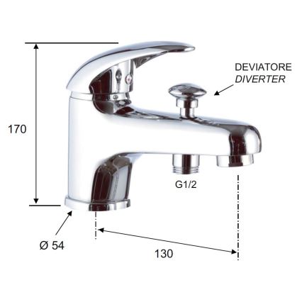 Aqualine - Mitigeur de lavabo avec déviateur KASIOPEA 17 cm chrome brillant