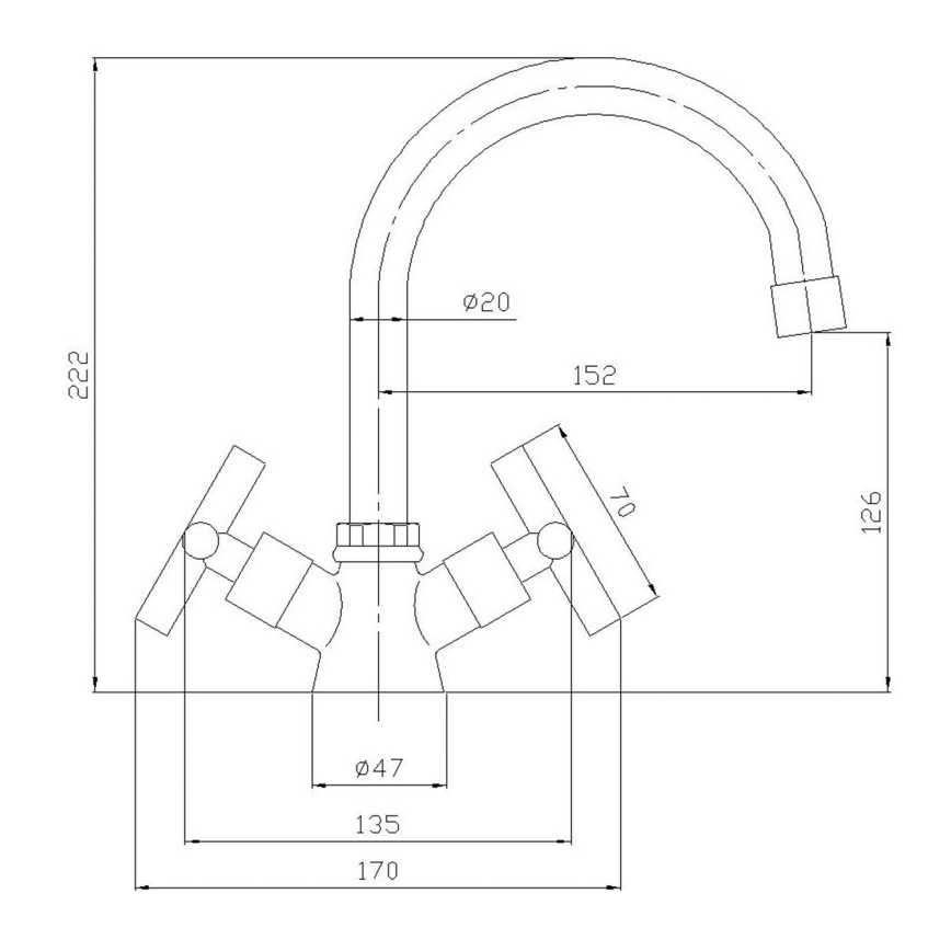 Aqualine - Mitigeur de lavabo XENIA 22,2 cm chromé brillant