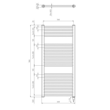 Aqualine - Radiateur électrique de salle de bains DIRECT-E 400 W 96 x 60 cm noir mat