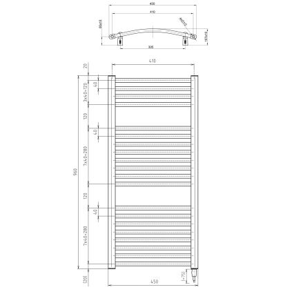 Aqualine - Radiateur électrique de salle de bains ORBIT-E 300 W 96 x 45 cm blanc rond