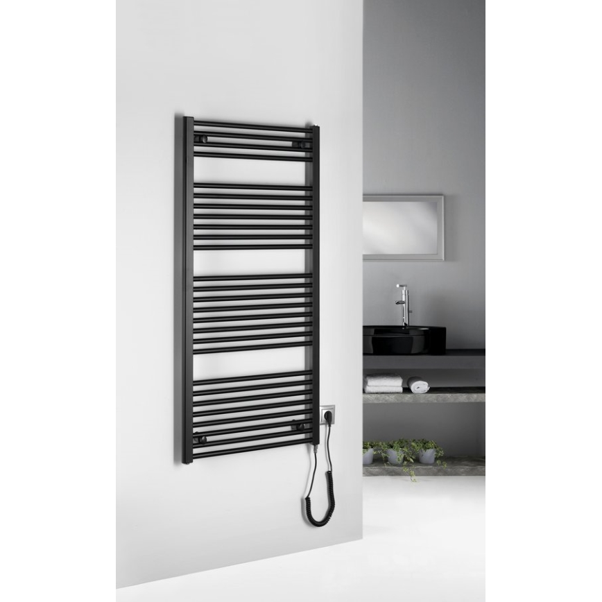 Aqualine - Radiateur électrique pour salle de bains DIRECT-E 600 W 132 x 60 cm noir mat