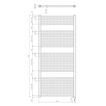 Aqualine - Radiateur électrique pour salle de bains DIRECT-E 600 W 132 x 60 cm noir mat
