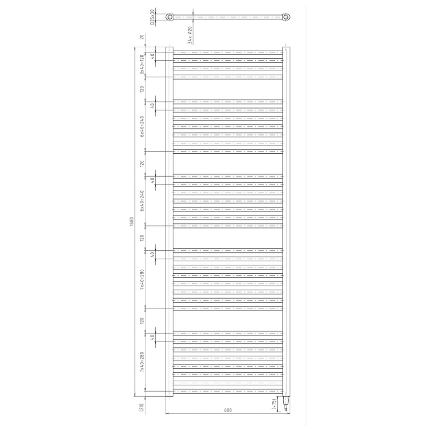 Aqualine - Radiateur électrique pour salle de bains DIRECT-E 800W 168x60 cm blanc