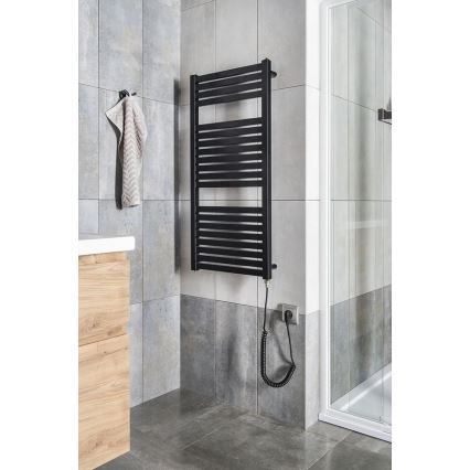 Aqualine - Radiateur électrique pour salle de bains TONDI-E 300 W 97 x 45 cm, noir mat
