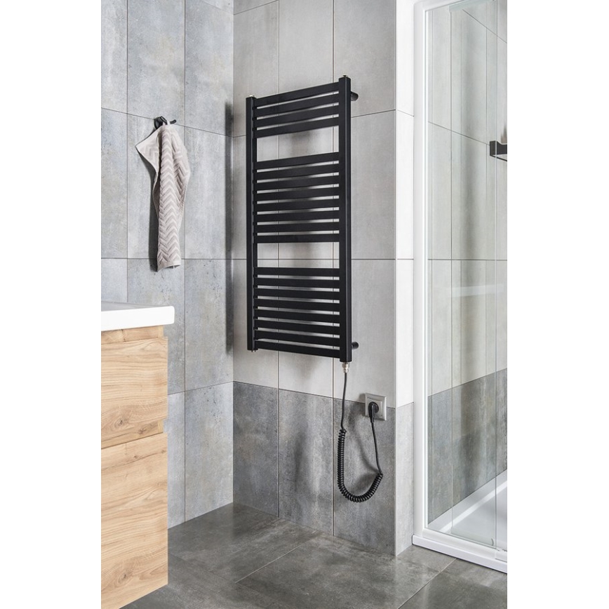 Aqualine - Radiateur électrique pour salle de bains TONDI-E 300 W 97 x 45 cm, noir mat