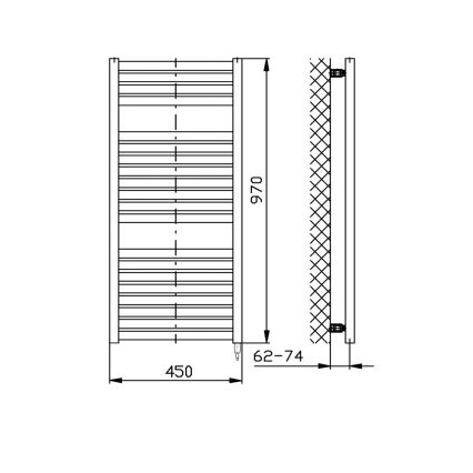 Aqualine - Radiateur électrique pour salle de bains TONDI-E 300 W 97 x 45 cm, noir mat