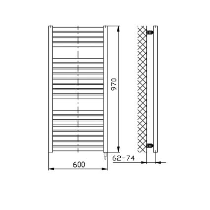 Aqualine - Radiateur électrique pour salle de bains TONDI-E 400W 97x60 cm blanc