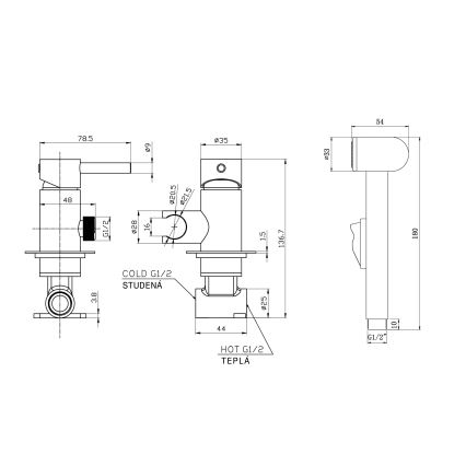 Aqualine - Robinet de bidet avec douchette pour installation encastrée mat noir