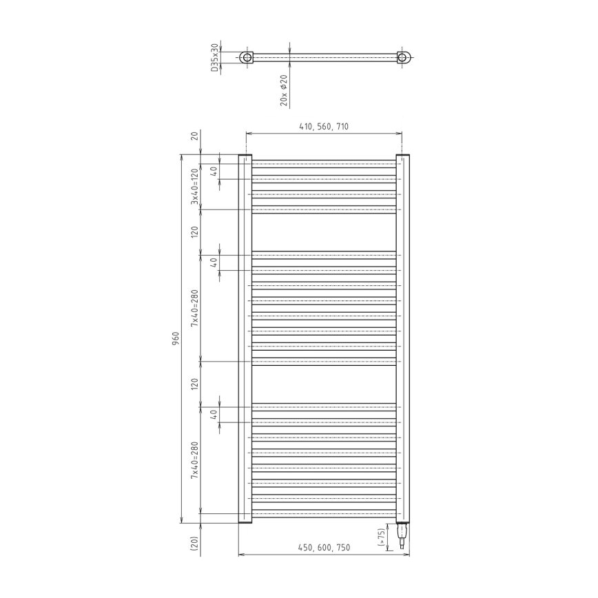 Aqualine - Sèche-serviettes électrique DIRECT-E 300W 96x45 cm blanc