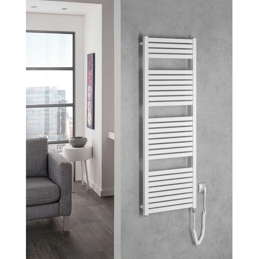 Aqualine - Sèche-serviettes électrique TONDI-E 500W 133x45 cm blanc