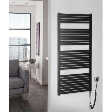 Aqualine - Sèche-serviettes électrique TONDI-E 600W 133x60 cm noir mat