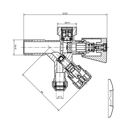 Aqualine - Vanne combinée chrome brillant