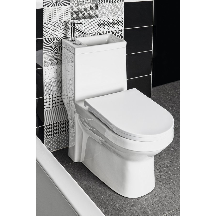 Aqualine - WC combiné HYGIE avec lavabo, céramique/blanc