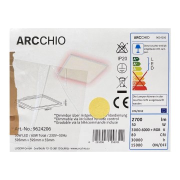 Arcchio - Plafonnier à intensité variable LED RGBW BRENDA LED/50W/230V 3000-6000K + télécommande