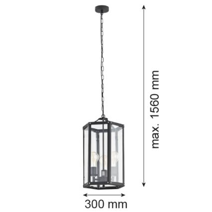 Argon 1253 - Suspension sur chaîne BODRUM 3xE27/15W/230V noir
