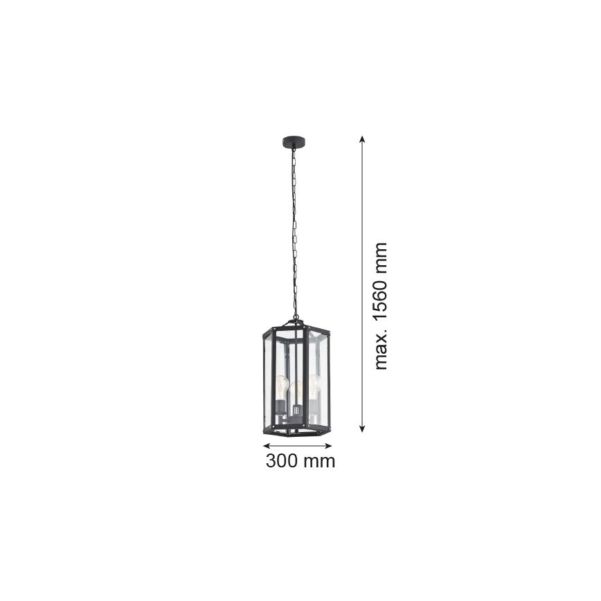 Argon 1253 - Suspension sur chaîne BODRUM 3xE27/15W/230V noir