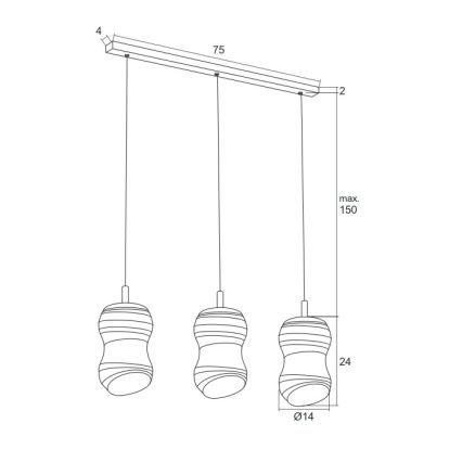 Argon 1366 - Suspension LED avec fil COMO 3xLED/5W/230V