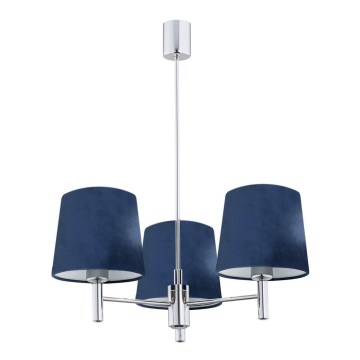 Argon 1381 - Lustre sur barre PONTE 3xE27/15W/230V bleu/chrome brillant