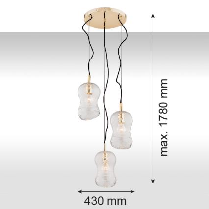 Argon 1464 - Suspension avec fil CADIZ 3xE27/15W/230V