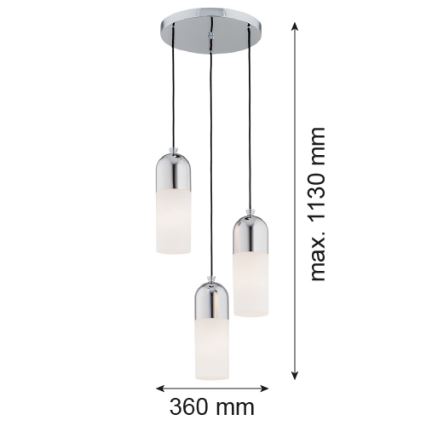 Argon 1465 - Suspension filaire BURGOS 3xE27/15W/230V chrome brillant