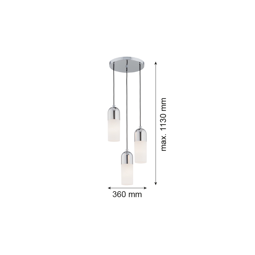 Argon 1465 - Suspension filaire BURGOS 3xE27/15W/230V chrome brillant