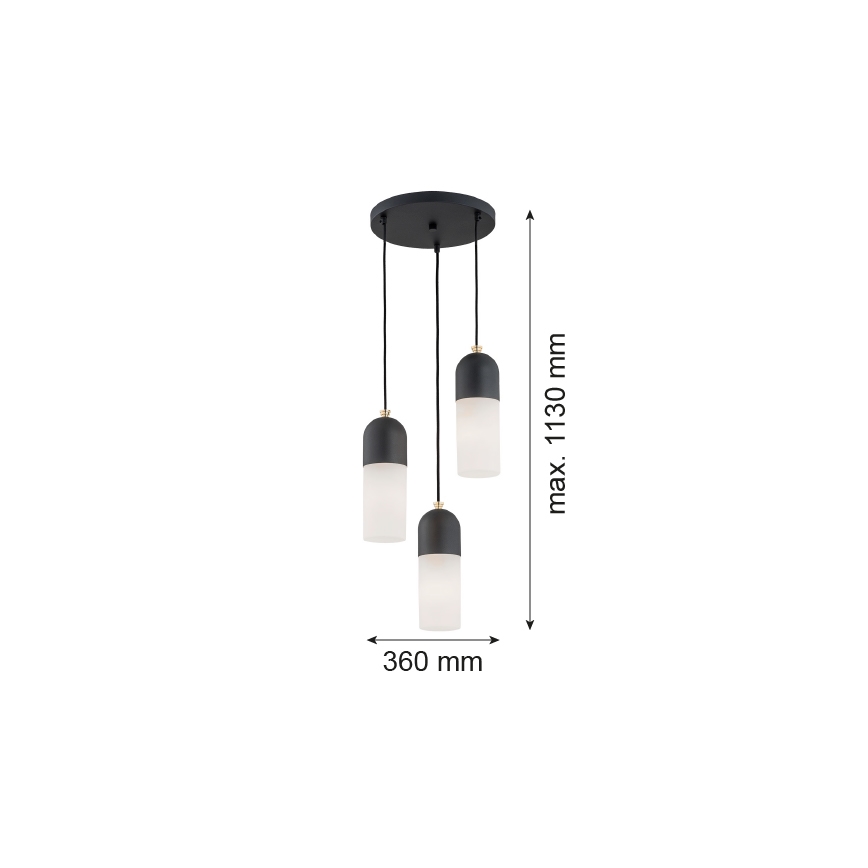 Argon 1467 - Suspension filaire BURGOS 3xE27/15W/230V noir