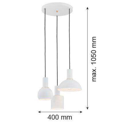 Argon 1468 - Suspension filaire SINES 3xE27/15W/230V blanc